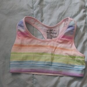 Cat & Jack Pastel Rainbow Striped Racerback Sports Bra